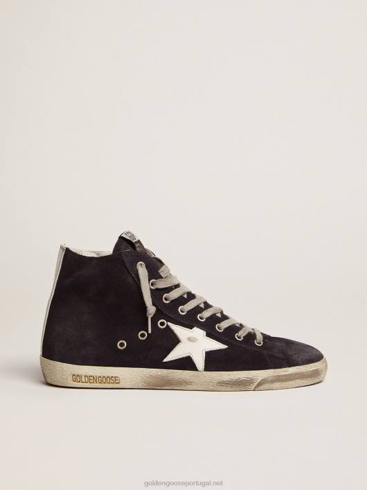 tênis francy em couro com estrela de couro e aba no calcanhar B82J521 homens Golden Goose