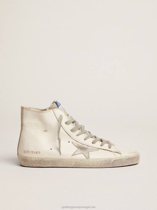 tênis francy em couro com estrela prateada B82J592 homens Golden Goose